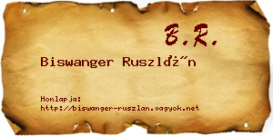 Biswanger Ruszlán névjegykártya